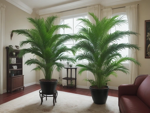 Green potted palm.