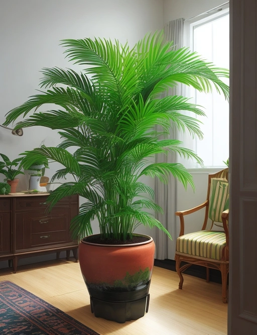 Parlor palm watering.
