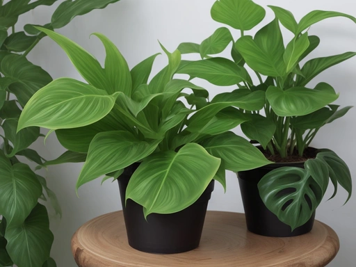 Thriving indoor Philodendron.